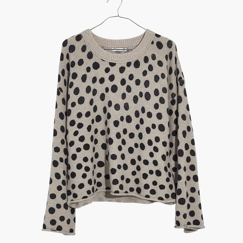 MADEWELL New! Leopard Dot Wool Blend Pullover Sweater Flare Sleeve Size XS NWT - Picture 4 of 14